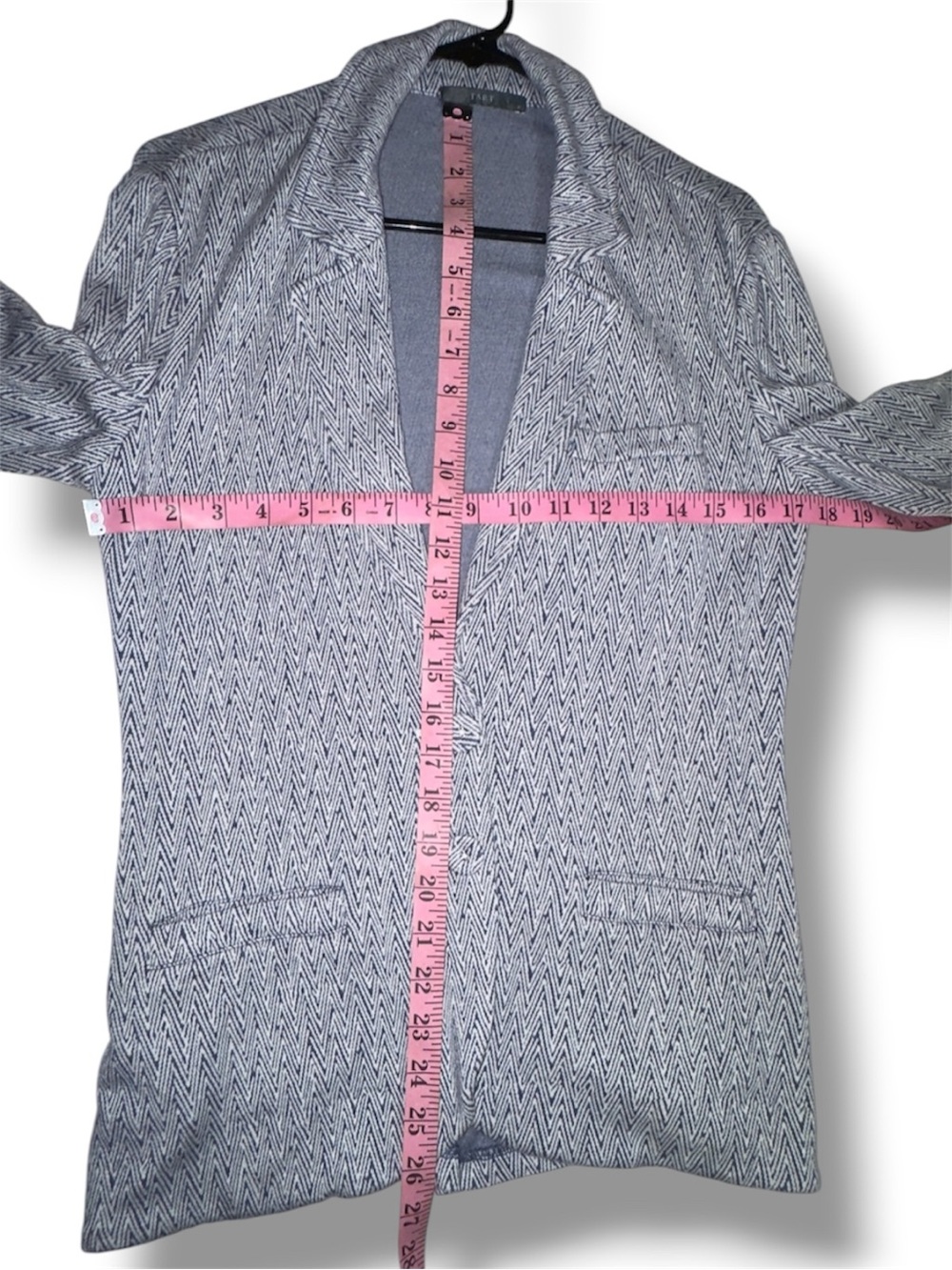 TART Collections Chevron Knit Blazer Jacket Medium Gray Blue Soft Stretch - Picture 7 of 15